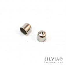 Terminale per cordoncino con foro rodio da 10 mm x 8pz