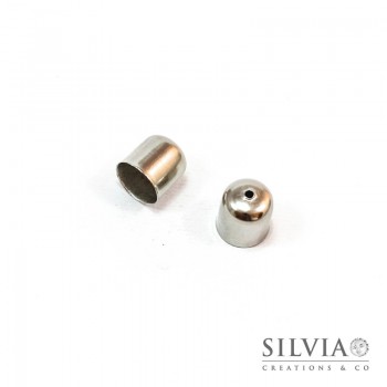 Terminale per cordoncino con foro rodio da 10 mm x 8pz