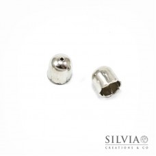 Terminale per cordoncino con foro rodio da 8 mm x 8pz