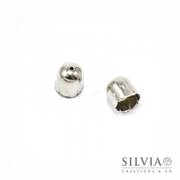Terminale per cordoncino con foro rodio da 8 mm x 8pz