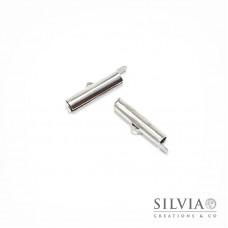 Terminale per tessitura rodio in ottone da 20 mm x 2pz