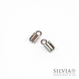 Terminale chiudicordoncino con anellino in acciaio da 9x4 mm x 10pz