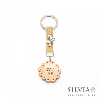 Portachiavi Alice in Wonderland inspired con biscotto "Eat me"