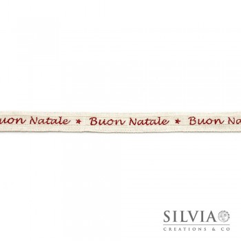 Nastro cotone panna con scritta “buon natale” 16 mm x 1m