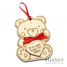 Decorazione natalizia o per la nascita sagoma orsetto e frase