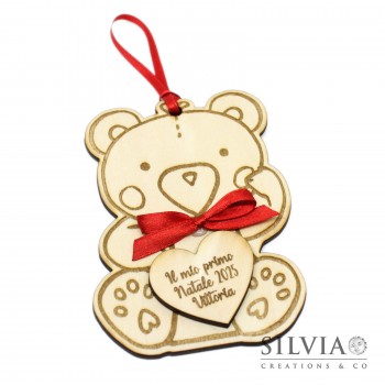 Decorazione natalizia o per la nascita sagoma orsetto e frase