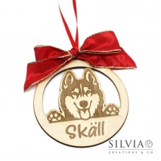 Decorazione natalizia tonda con cane gatto coniglio e nome