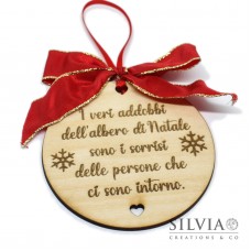 Decorazione natalizia tonda con frase personalizzata 