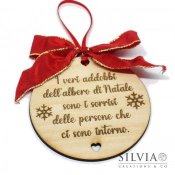 Decorazione natalizia tonda con frase personalizzata 