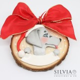 Decorazione natalizia disco di legno personalizzata con cane gatto o coniglio