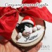 Decorazione natalizia disco di legno personalizzata con cane gatto o coniglio stilizzato