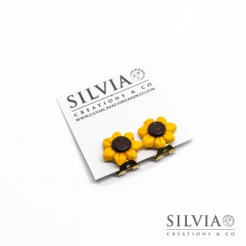 Orecchini a clip con girasole