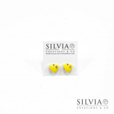 Orecchini a lobo con cuore giallo e strass