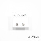Orecchini a lobo a forma di disco in acciaio con strass 6x6 mm