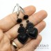 Orecchini pendenti con sacro cuore ex voto nero medio