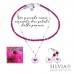 Collana girocollo ciondolo quadrato cuore fucsia petalo di peonia