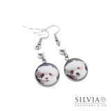 Orecchini monachella acciaio con fotografia cane gatto o coniglio