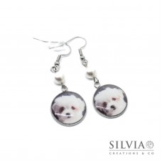 Orecchini monachella acciaio con fotografia cane gatto o coniglio