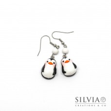 Orecchini pendenti con pinguino
