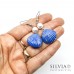 Orecchini pendenti con conchiglia blu e argento 55x20 mm