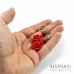 Orecchini pendenti con rosa rossa e base bronzo