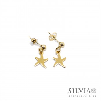 Orecchini a perno in acciaio color oro con ciondolo stella marina mini