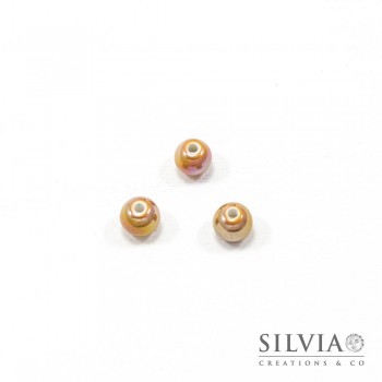 Perla in ceramica beige lucida tonda 8 mm