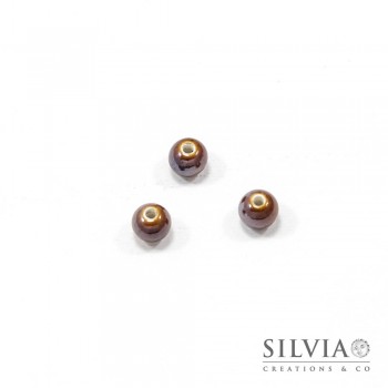 Perla in ceramica marrone lucida tonda 8 mm