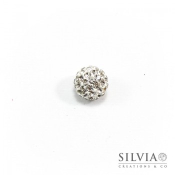 Perla pavé tonda in plastilina con strass cristallo da 10 mm
