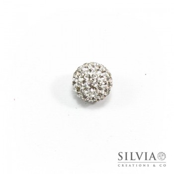 Perla pavé tonda in plastilina con strass cristallo da 12 mm