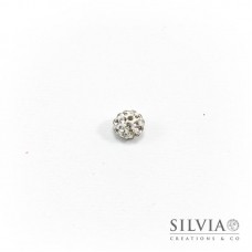Perla pavé tonda in plastilina con strass cristallo da 6 mm