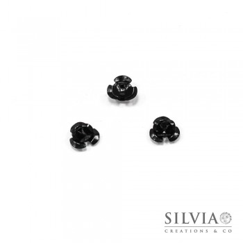 Perla nera in alluminio a forma di rosa da 10x6,5 mm x 50pz