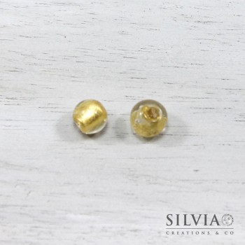 Perla in vetro di Murano color oro tonda 10 mm
