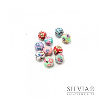 Perle multicolor in pasta polimerica da 8 mm x10 pz