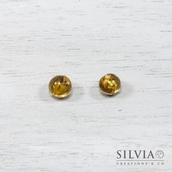 Perla in vetro foglia argento color topazio chiaro tonda 8 mm