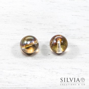 Perla in vetro color topazio chiaro ab tonda 14 mm