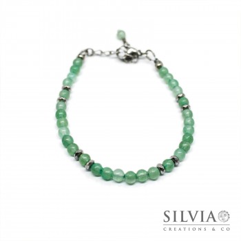 Bracciale donna con perle di avventurina verde da 4 mm