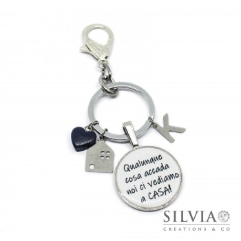 Portachiavi per casa con frase noi ci vediamo a casa e charms