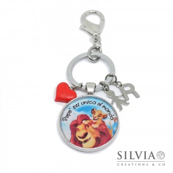 Portachiavi con scritta Papà sei unico al mondo cuore e charms personalizzati