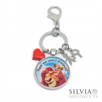 Portachiavi con scritta Papà sei unico al mondo cuore e charms personalizzati