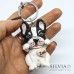Portachiavi cane bull dog francese in pasta sintetica fimo