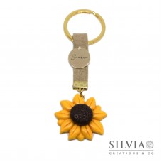 Portachiavi con girasole e ciondolo con nome