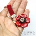 Portachiavi con fiore rosso e beige