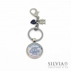 Portachiavi con frase per ringraziare la maestra colore blu