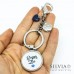 Portachiavi con scritta Super Zio cuore blu e pallone da calcio