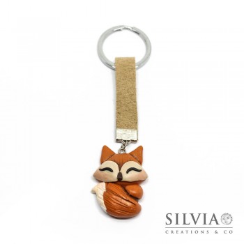 Portachiavi con volpe in fimo