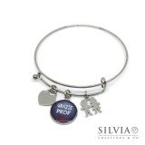 Bracciale bangle con ciondolo Grazie Prof e charms