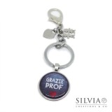 Portachiavi con scritta grazie prof cuore e charms