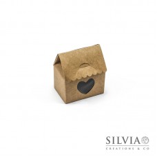 Casetta finestra a cuore avana per bomboniere 60x40x70mm