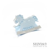 Cavallo a dondolo star azzurro per bomboniere 120x35x90mm